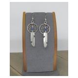 Sterling Silver N/A Feather Dreamcatcher Earrings