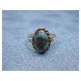 S.S SW Hallmarked Turquoise Ring