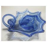 12"x 11"x 4" Blue Art Glass Bowl