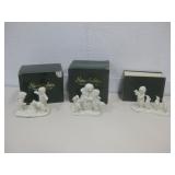 Three Snow Babies Porcelain Figurines