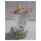 4.5" x 6" Vtg Hand Painted Lady Head Vase