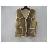 Vtg Sherpa Leather Vest Size Medium