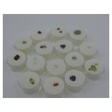 Fifteen Gem Jars W/ Assorted Natural Gemstones