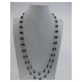 Two Strand Faceted Transparent Glass Bead Necklace