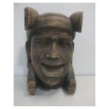 11"x 11"x 17" Carved Wood Head See Info