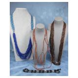 Three Multi Strand Fashion Bead Necklaces