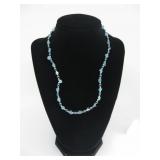 Vtg Hematite Blue Gem Necklace