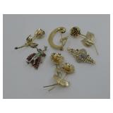 Six Vtg Brooch/ Pins