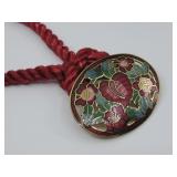 Vtg Cloisonne Enamel Flower Necklace