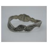 Silver Tone Snake Hinged Bracelet Hallmarked S