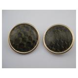 Vtg Bergere Brown Snake Skin Clip On Earrings