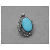 Vtg Nickel Silver Howlite Turquoise Ring