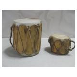 Two Southwestern Wood Drums Largest 7"x 9"