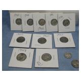 6 Mercury Dimes 90% Silver & 6 WWII Nickels 35%