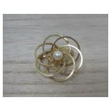 1.5" Vtg Gold Filled Faux Pearl Brooch