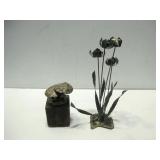 Metal Flower & Mushroom Art Tallest 15"