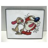 8"x 12" Framed Ren & Stimpy Drawing NO COA