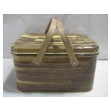 Vtg 13.5" x 8" x 8" Tin Picnic Basket See Info