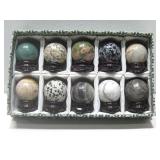 Ten 1.5" Polished Stone Orbs W/Stands