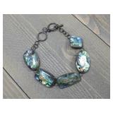 Vtg. Sterling Silver Hallmarked Abalone Bracelet