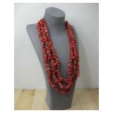 Red Coral Multi Strand Necklace