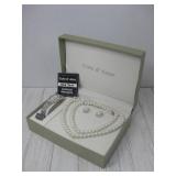 Cote D Azur Faux Watch,Necklace Earring Set W/ Box