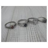 Four Gemstone Rings Hallmarked See Info