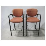 Two Vtg Metal Framed Cushioned Chairs See Info