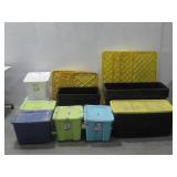 Seventeen Plastic Storage Bins W/Lids See Info