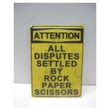 14"x 10" Metal Rock, Paper, Scissors Sign See Info