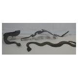 Three Metal Snake Art Items Longest 33"