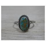 Sterling Silver SW Dainty Turquoise Ring Hallmark