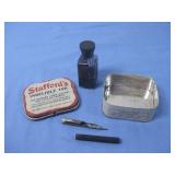 Vtg Staffords Indelible Ink Case Bottle & Pen