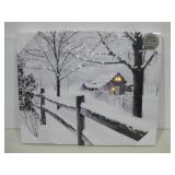 NIP 17" x 14" Light Up Winter Scene Picture