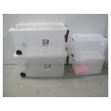 Two 160 Qt Plastic Totes Two 66 Qt See Info