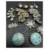 VINTAGE JEWELRY WITH GLASS STONES, NICE BUT NEED