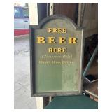 FREE BEER HERE SIGN  16X24