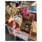 TWO WOODEN RUDOLPH REIN DEER AND MORE