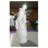 19" TALL PORCELAIN SNOWMAN SOME CRAZING