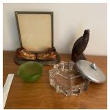 WOODEN EAGLE GLASS CANDY DISH BRONZE SHOES WITH