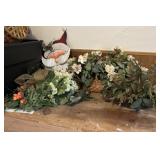 METAL SANTA DECOR AND MISC ARTIFICIAL FLOWERS