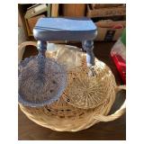 WOODEN STOOL WICKER BASKET METAL BASKETS DOILY