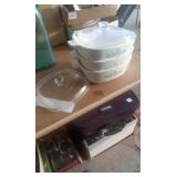 THREE CORNING WARE CASSEROLES & 2 LIDS