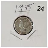 1945 Mercury Dime vl40024