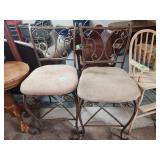 Pair Wrought Iron Bar Stools w/