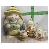 Bunny cookie jar & Tea Pot Set