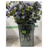 Large Decorative Vase w/blue & purple flowers