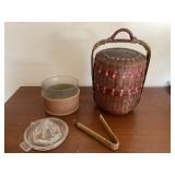 Vintage ice holder & sewing basket