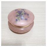 VINTAGE PINK ITALIAN ALABASTER STONE JEWELRY  BOX