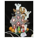 HANDCRAFTED CERAMIC LIGHT-UP HAUNTED HOUSE